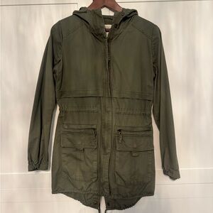 Women's Olive Utility Hooded Jacket - Lightweight Anorak